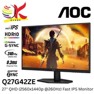 AOC 27" Q27G42ZE QHD (2560x1440 @260Hz) LED FLAT FAST IPS GAMING MONITOR (0.3MS, INPUT: HDMI+ DP, VE