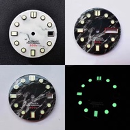 28.5mm Marble Texture Watch Dial Modified Silver Markers Date Window Vintag Fit NH35/36/4R/6S Moveme