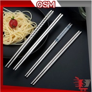 OSM - H6870 Korean Chopsticks Practical Stainless Steel Chopsticks with Batik Pattern biru