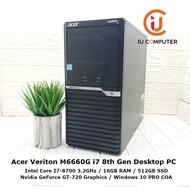 ACER VERITON M6660G INTEL CORE I7-8700 16GB RAM 512GB SSD GT720 USED DESKTOP REFURBISHED PC