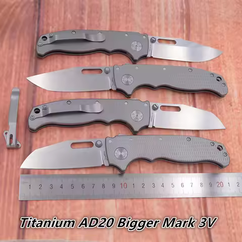 JUFULE Newest Big Ad20 Shark Ceramic Bearing Titanium Handle Mark 3V Folding Tactical Camping Huntin