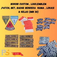 MINIMAL Custom Logo Patch Bet Bed Badge Embroidered Name, Class, Location, Flag Strong Stitching Nea