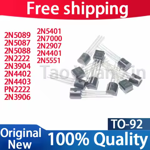 (50pcs) 100% New 2N3904 2N3906 2N2907 2N4401 2N4402 2N4403 2N2222 PN2222 2N5401 2N5551 2N5087 2N5088