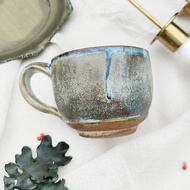 墨綠色橄欖銅,手作陶器咖啡杯340ml