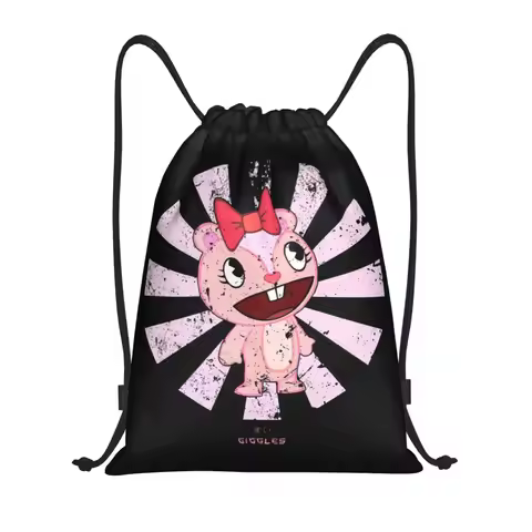 Giggles Japanese Happy Tree Friends Backpacks Multi-function Drawstring Bundle Pocket Sport Bag Book