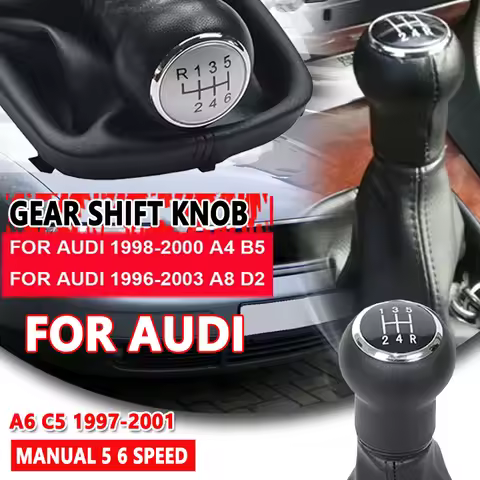 Car Manual 5 6 Speed Gear Shift Shifter Knob Lever Stick HandBall For Audi A6 C5 A4 B5 A8 D2 1998-20