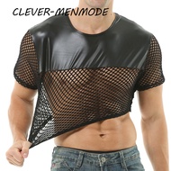 CLEVER-MENMODE ชุดชั้นในชุดเซ็กซี่ชุดเซ็กซี่ตาข่ายหนัง PU สำหรับผู้ชายชุดชั้นในแปลกใหม่นู้ดกระชับสัดส่วนร่างกายส่วนบนชุดบิกินี่ Mankini