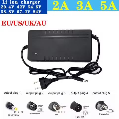 24V 36V 48V 52V 60V 72V 2A 3A 5A lithium battery charger 29.4V 42V 54.6V 58.8V 67.2V 84V 2A 3A 5A li