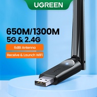 【New Arrival】UGREEN WiFi Adapter 650Mbps 5Ghz&2.4GHz Dual-Band AC650 High Gain Antenna Wifi Adapter 