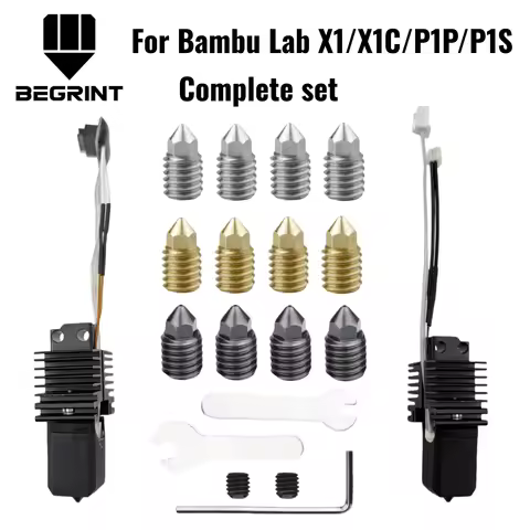 Complete Hotend For Bambu Lab X1 X1C P1P P1S with Thermistor&heat Hardened steel nozzle Complete Bam