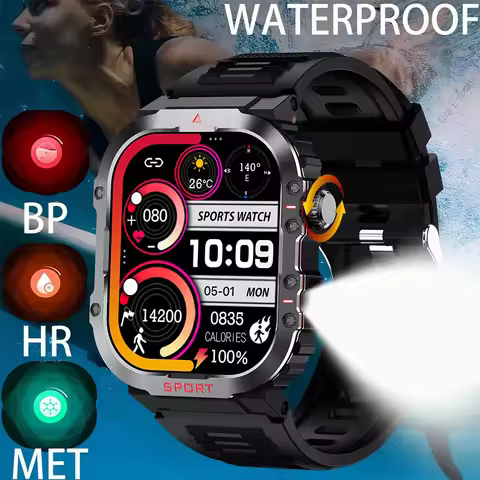 New in GPS Smart Watch For Men Wome Military Flashlight Waterproof Outdoor Sport Bluetooth Call Smar