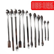 (COD) 12Pcs Stainless Steel Lab Spoon Spatula Laboratory Sampling Spoon Mixing Spatula