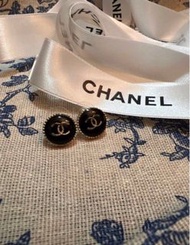 Chanel 黑色cc logo earrings 耳環