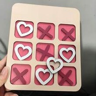 1 Classic Heart-Shaped Wooden Cross Board Game - Pink And Red Heart-Shaped Design, Fun Valentine's D