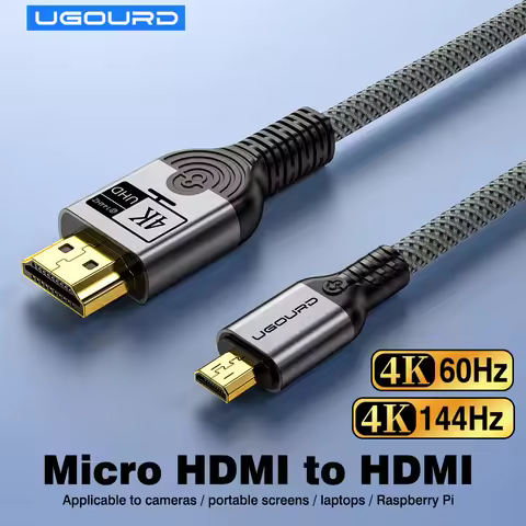 UGOURD Micro HDMI to HDMI Cable 4K 60Hz 4K@144Hz UHD HDR High Speed Braided Cord for Raspberry Pi Ca