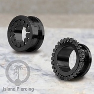Black Stainless Steel Tunnel Piercing Earrings suitable for Body Jewelry