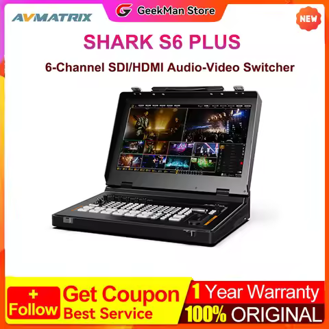 AVMATRIX SHARK S6 PLUS 17.3″ 6-Channel Portable Video Switcher SDI/HDMI-compatib for Professional Li