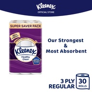 *Kleenex Ultra Soft Toilet Tissue 3 ply (30 Rolls) Healthy Clean - Strong & Absorbent Bath Tissue Pa