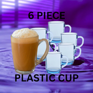 (6pcs) 7oz Plastic Cup with Handle | Durable Reusable Cawan Plastik Minuman | Coffee Mug for Hot & C