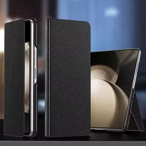 Genuine Leather Case For Samsung Galaxy Z Fold 3 4 5 6 7 Case Magnetic Cover For Samsung Z Fold3 Fol