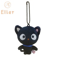ELLIER ตุ๊กตาผ้าพลัฌ พวงกุญแจตุ๊กตาแมวชอคโกแคท การ์ตูนลายการ์ตูน แมวดำชอคโกแคท พวงกุญแจกระเป๋าแมวชอค