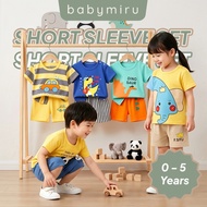 Kids Summer Set 0-5 Years Baju Budak Lengan Pendek Set Pakaian Kanak Lelaki Perempuan Casual Outfit