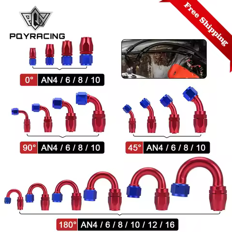 Universal AN4 AN6 AN8 AN10 AN12 AN16 Straight 45 90 120 180 Degree Oil Fuel Swivel Hose End Fitting