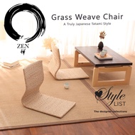 Japanese Washitsu Chair / Grass Weave Tatami Chair / Hand Made Floor Chair / Backrest Chair