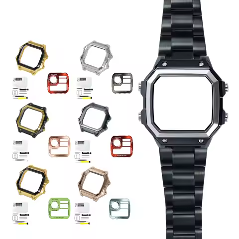 Royale Mod Upgrade Kit for Casio AE1200 Watch Case Silver Bezel Black Case 316LSS K1 Mineral Metal F