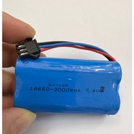 Battery Rechargeable 7.4v 18650 - 3000mAh with wire plug sm-3pin