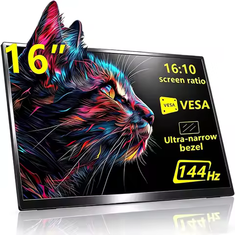 16-inch 2.5K 144Hz portable monitor, 2560*1600 resolution, 100% sRGB, Narrow bezel Ultra-thin and li