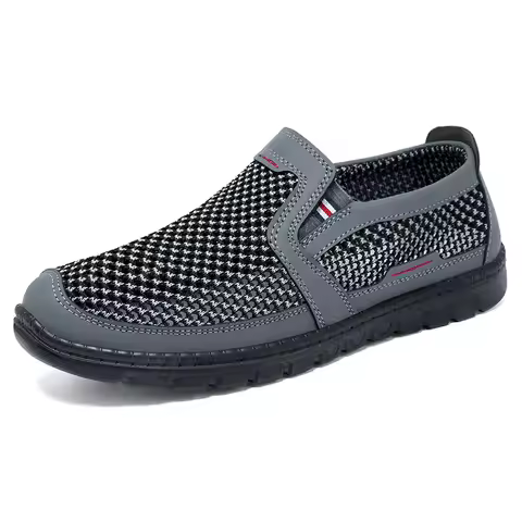 Men's Summer Shoes Mesh Breathable Flat Shoes Slip Comfortable Men's Shoes Oversized 38-46 Men's Fla