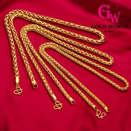 GW Jewellery Fashion Accessories Emas 916 Gold Bangkok Gold Plated Chopin Chain Men's Hemp Rope Necklace Domineering Braided Pattern Chain