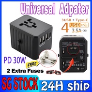 【SG Stock】International Travel Adapter Charger USB/Type C Universal Compact Travel Adapter Wall Plug with USB PD ports