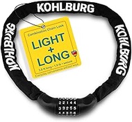 KOHLBURG Extra Long Bicycle Combination Lock - 3.8 ft Chain & 0.24” Strong Number Combination Bike L