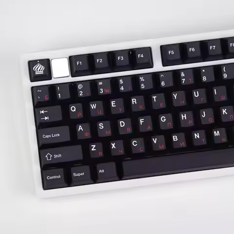 KBDiy GMK Red Cyrilic PBT Keycap Russian 140 Keys DYE Sublimation Cherry Profile Keycaps For Aula Me