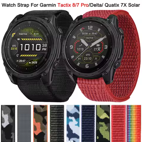 26mm 22mm Hook Loop Nylon Watchstrap for Garmin Tactix 8 7 Pro Delta Bravo/Quatix 7X Solar/Fenix 8 E