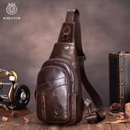 beg sling lelaki work bag Lion Layton Genuine Leather Cross-Border Hot-Shoulder Chest Bag Men Retro 