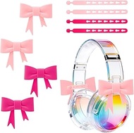 Bow Silicone Headphone Accessories Pink 3D Cute Bows Decor Girls Gaming Headphone Attachment Christm
