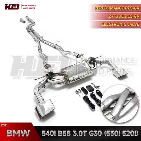 Equipped with Z-tube dual tube performance exhaust catback for BMW 520I 530I 540I G30 B48 B58 3.0T 2