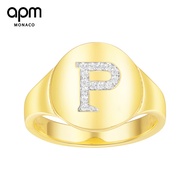 APM Monaco golden yellow letter P ring female index finger ring simple jewelry generous temperament 