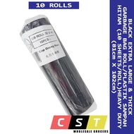32"X40" Heavy Duty Black Extra Large & Thick Garbage Bag Roll/ Plastik Sampah Hitam(10's/Roll) x 10 