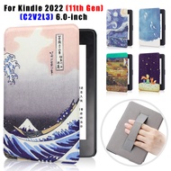 For Kindle 11th Gen 6.0'' C2V2L3 RS23CV PU Leather Smart Flap Fashion Handheld Painted Cover eBook K