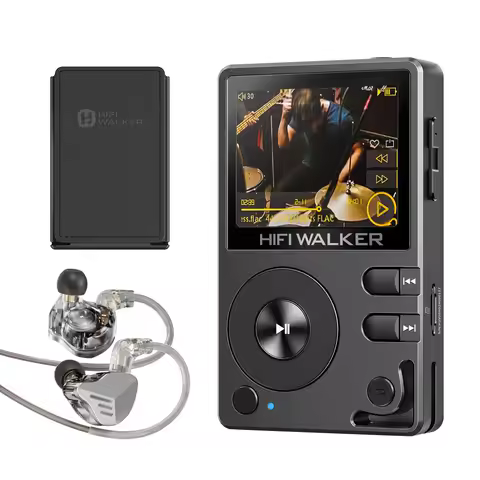 Hifi Walker DAP Player Bundle with HI-Res MP3 Player, IEM and Protective Case, Two-Way Bluetooth, 64
