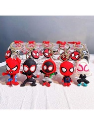Llaveros de dibujos animados de superhéroes de Spiderman, lindas figuras para bolsas, colgantes de silicona para llaves, joyas para regalo