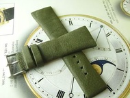 NOS 舊倉底 HUGO BOSS 28MM 軍綠色 厚身 真皮錶帶 連 22MM錶扣