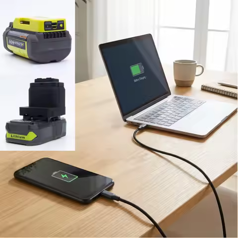 Portable Mobile Power Bank for Ryobi 18V ONE+/Ryobi 40V Lithium Battery W/USB Type-C Output Holder F