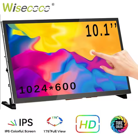 10.1"/7'' Portable Monitor Touch Screen 1024x600 Raspberry Pi Screen HDMI Input for Raspberry Pi 5/4