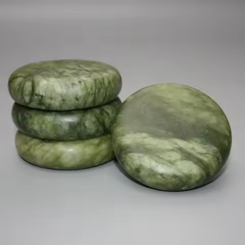 2 Natural Energy Massage Hot Stone Rock Green Jade SPA Body Massager Reiki Healing Meditation Pain R