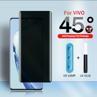 ป้องกันหน้าจอโค้งเคสสำหรับ Vivo X90 X70 X80 X60 X50 Pro + NEX 3 3S 5G IQOO 9 8 5 Pro ฟิล์มกระจก iPhone X พร้อม Privacy UV